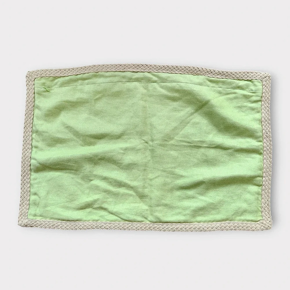 Pottery Barn Linen Pillow Cover 16"X26" Celery Braided Jute Trim Sham Farmhouse - Picture 5 of 8